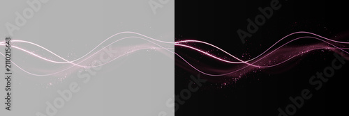 Fotografie Abstract glowing pink neon wave lines with glowing particles, fluid light streak