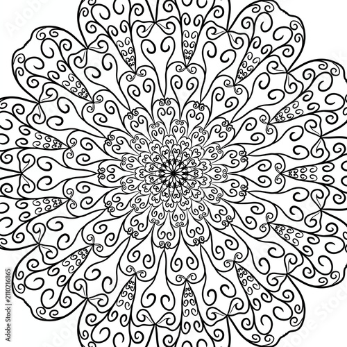 Infinite Curl Mandala – Spiral Petal Fine Line Art