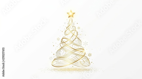 Elegant gold tree design on a minimalist Christmas card background for holiday greetings.