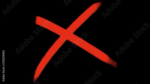 Red cross mark spray painted graffiti symbol isolated on solid transparent background simple street art x sign icon graphic design element for reject error cancel