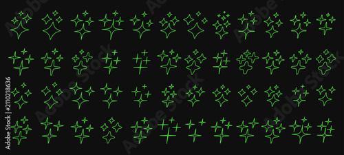 Set Of Acid Y2k Stars Vector Design. Collection Of Sparkle Icons. Retro Shine Graphic Elements.