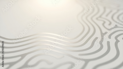 Sfondo astratto bianco con linee topografiche e texture minimalista 3D