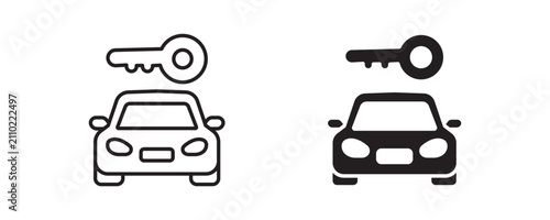 Quadro su tela Car with Key Icon, Vehicle Rental, Automotive Ownership and Car Access Symbol in