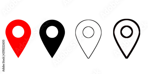 Location pin icon. Map marker symbol. GPS navigation sign. Place pictogram for address, route, destination, travel and local service design.