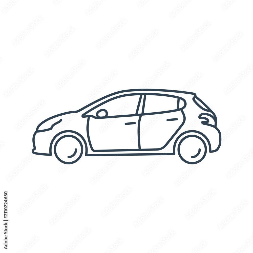 Fototapeta premium Minimalist Line Art Drawing of a Hatchback Car for Automotive Design Projects