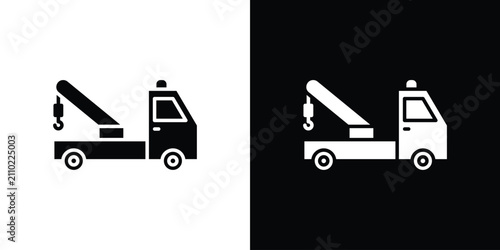 Foto Tow truck icon outline drawings set