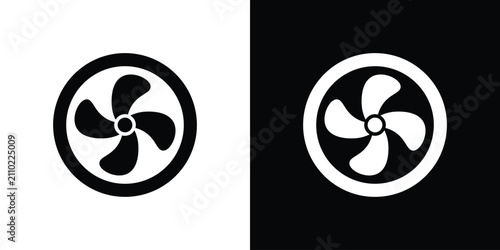 Fan icon outline drawings set