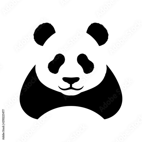 Cute Panda Face Icon – Modern Black Solid Animal Head Vector Symbol for Wildlife and Nature Design