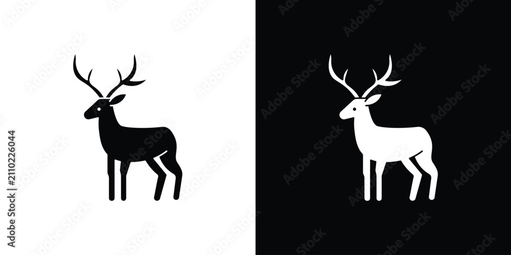 Naklejka premium Deer icon outline drawings set