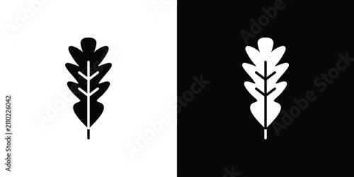 Oak Leaf icon outline drawings set