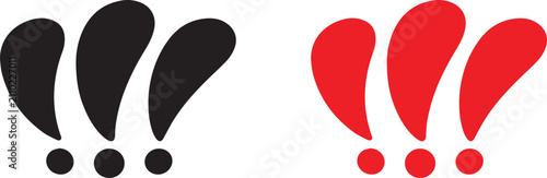 Abstract exclamation mark shapes in black and red colors Vector, illustration