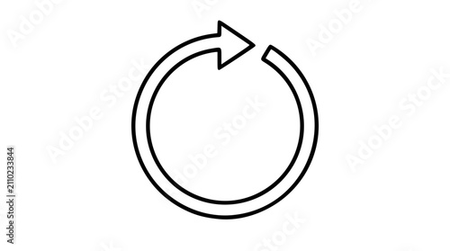 Canvas Print Circular Sync Arrow Vector Icon with Hand-Drawn Outline - Minimalist Refresh and