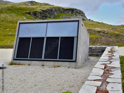 Canvastavla Modern minimalist concrete building surrounded by the scenic Norwegian highlands