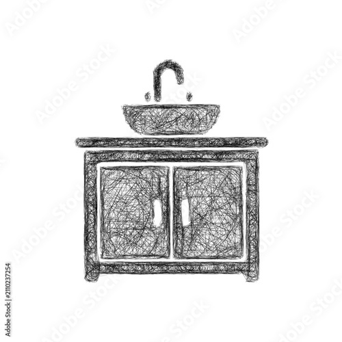Valokuva Sketch black and white bathroom vanity icon design