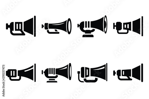 Collection set of halloween fog horn silhouette icon and Vector illustration on white background.