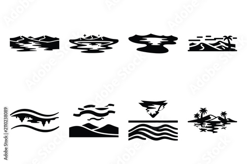Schilderij op canvas Collection set of halloween mirage silhouette simple silhouette icon and Vector illustration on white background