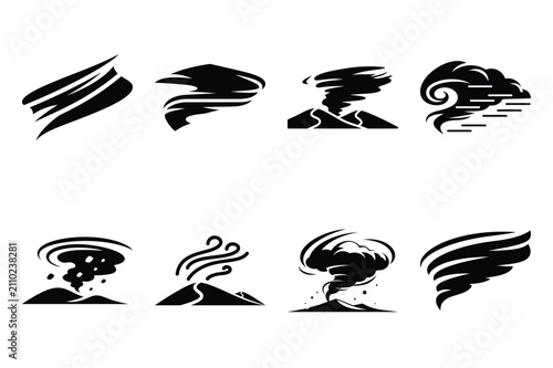 Collection set of halloween sandstorm silhouette simple silhouette icon and Vector illustration on white background.