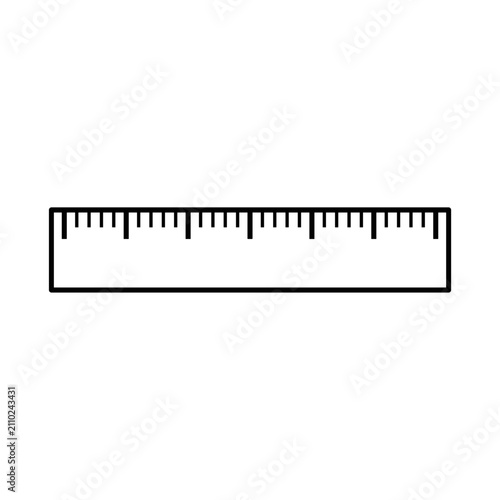 Black Ruler Outline Vector Icon - Simple Measurement Tool Illustration for Design and Education