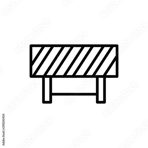 Road Barrier Outline Vector Icon - Simple Black Horizontal Beam Illustration for Safety and Construction