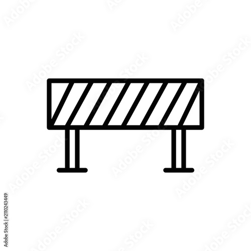 Black Road Barrier Outline Vector Illustration with Wide Horizontal Beam, Traffic Safety Icon
