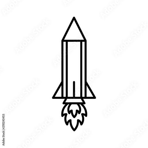 Rocket Outline Vector Icon - Simple Black Spaceship Line Art Illustration for Launch and Exploration