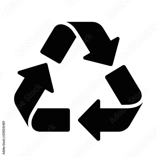 Recycle Symbol Vector Icon: Simple Black Chasing Arrows for Eco-Friendly Design and Sustainability Graphics
