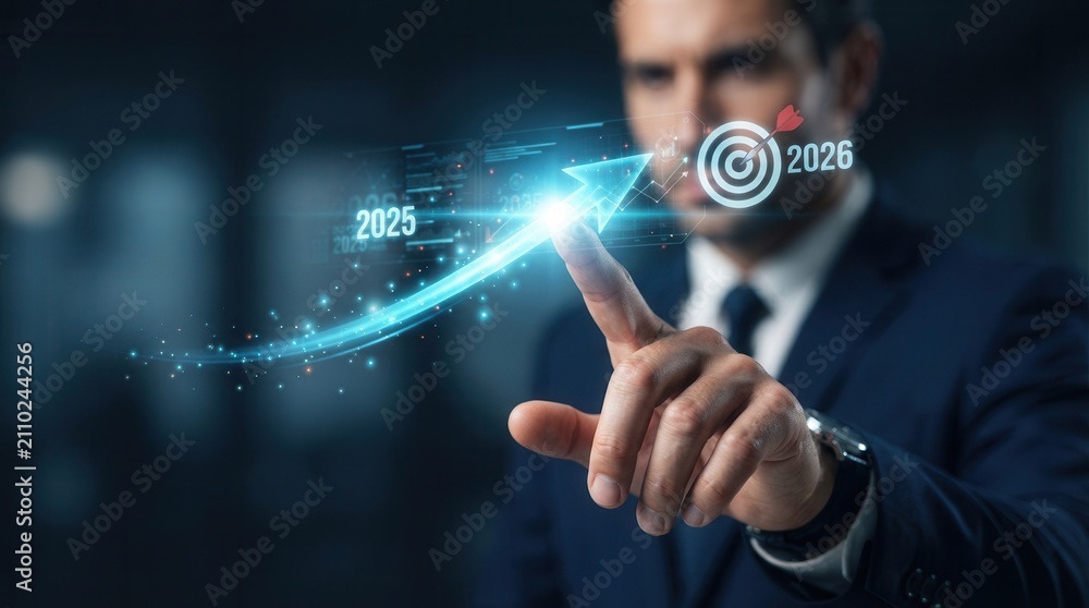 Obraz premium Business transformation and future planning from 2025 to 2026 with a strategic roadmap.