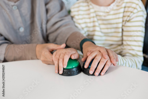 Fotografie Mother and child doing sensory communication activities