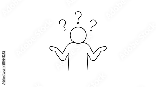 Foto Hand-drawn vector illustration of a confused figure surrounded by question marks