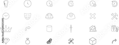 Bild auf Leinwand Comprehensive 24-piece hand-drawn vector icon set featuring minimalist line art