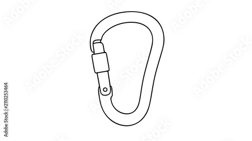 Schilderij op canvas Hand-drawn vector icon illustration of climbing carabiner with gate lock mechani