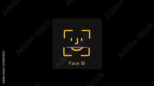 Face ID Biometric Authentication and Facial Recognition Security Verification Animation