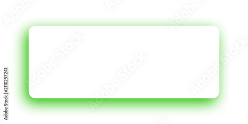 Bright green glowing rectangular banner frame isolated on transparent background for web use