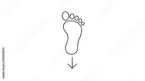 Fotografie Minimalist footprint with downward arrow vector icon