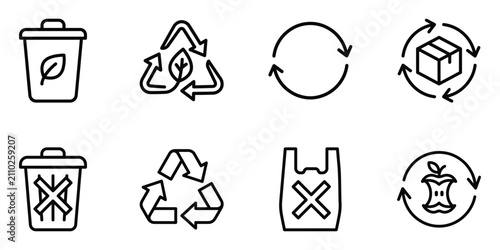 Canvastavla Recycling and waste management symbol set for sustainable living and eco friendl