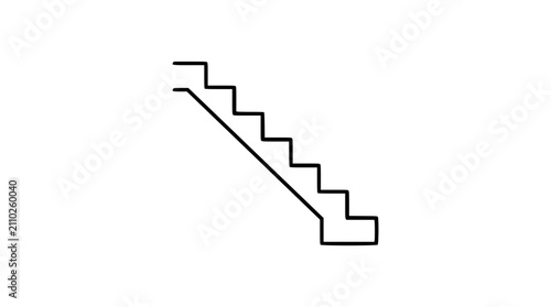 Minimalist Vector Staircase Icon - Hand-Drawn Downward Stairs Line Art Illustration. Clean Outline Design for Architecture and Building Projects. Scalable Graphic Resource for Modern Design.