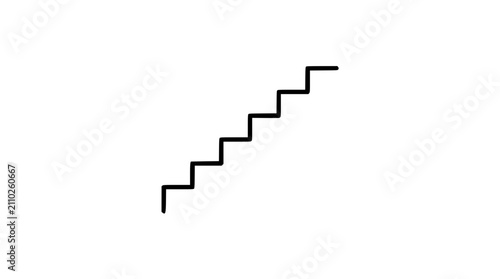 Bild auf Leinwand Minimalist Vector Icon of Modern Staircase Steps Going Up, Hand-Drawn Line Art I