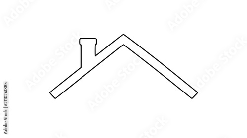 Minimalist vector icon illustration of a simple house roof with a chimney, clean black outline design on a white background, perfect for architectural concepts, real estate branding, and home symbols.