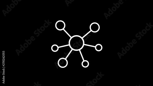 Animated Molecular Structure with Connected Nodes Isolated on black Background.Bio tech Molecular Node System Animation for Medical and Lab Info graphics