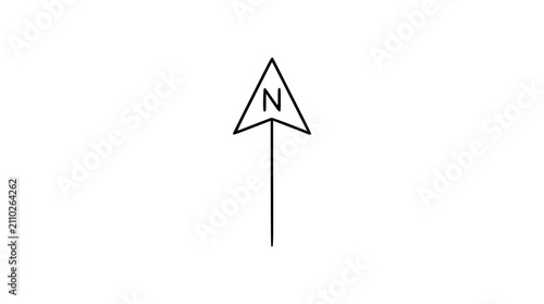 Fotografie Hand-drawn vector icon illustration of a north arrow compass symbol with line outline, perfect for maps, navigation apps, outdoor activities, and travel direction signs