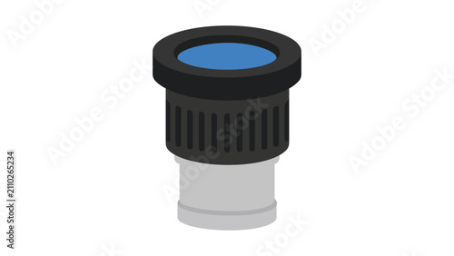 Картината върху платно Detailed vector icon illustration of a microscope or telescope eyepiece lens isolated on a white background, perfect for optical instrument, laboratory, and scientific research concepts