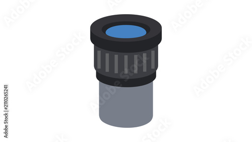 Фотография Minimalist line art illustration of a professional ocular eyepiece vector icon for scientific or astronomical equipment, designed for clean and modern educational or technical project use