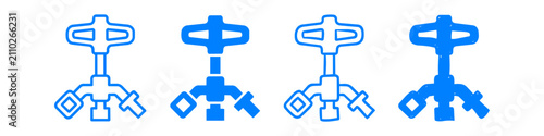 Obraz na plátně Blue winged corkscrew icons in outline and solid styles