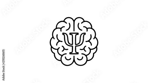Fotografie Brain psychology vector icon featuring psi symbol