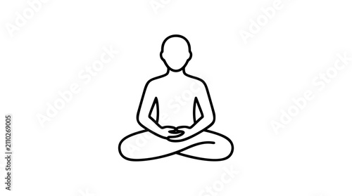 Foto Hand-drawn vector icon of a meditating figure in lotus position with minimalist