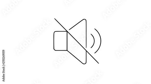 Fotografie Clean vector line icon of a speaker symbol with diagonal slash indicating mute o