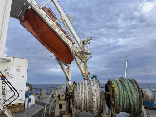 Фотография life saving appliances on board the cargo ship