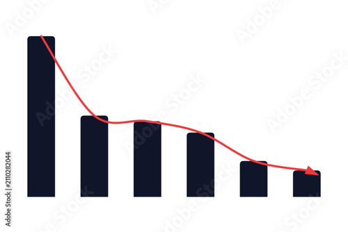 Foto Business graph with a downward trend line vector illustration of a declining bar