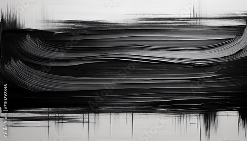 Black Horizontal Brush Strokes On White Textured Background