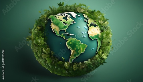 Earth Covered In Greenery Isolated Background